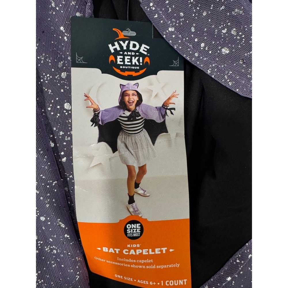 Hyde and Eek Boutique Kids Bat Capelet Purple Glitter Hooded Costume One Size